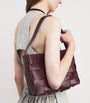 St. Agni Burgundy Mini Leather Woven Tote Bag