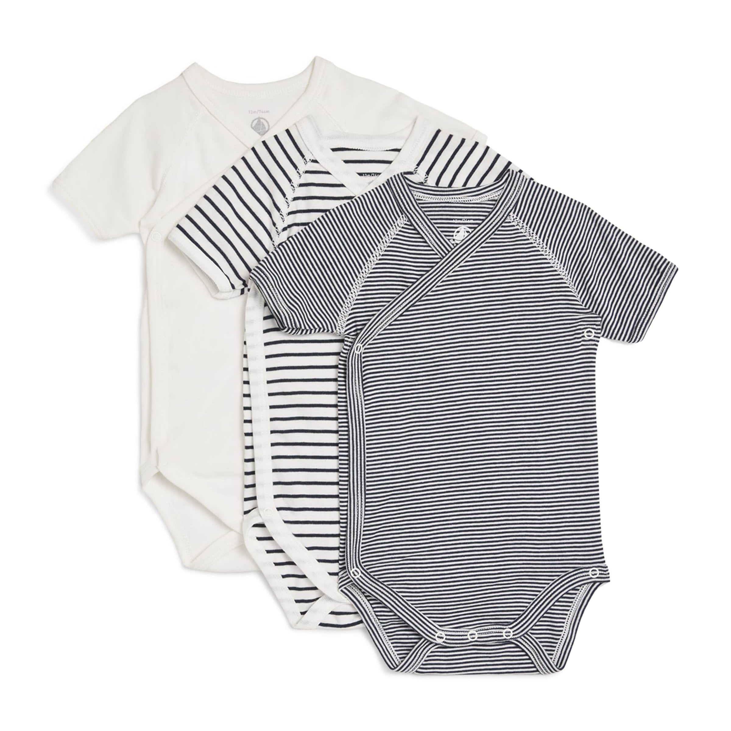Petit Bateau Set of 3 Cotton Bodysuits (Newborn - 12 Months)