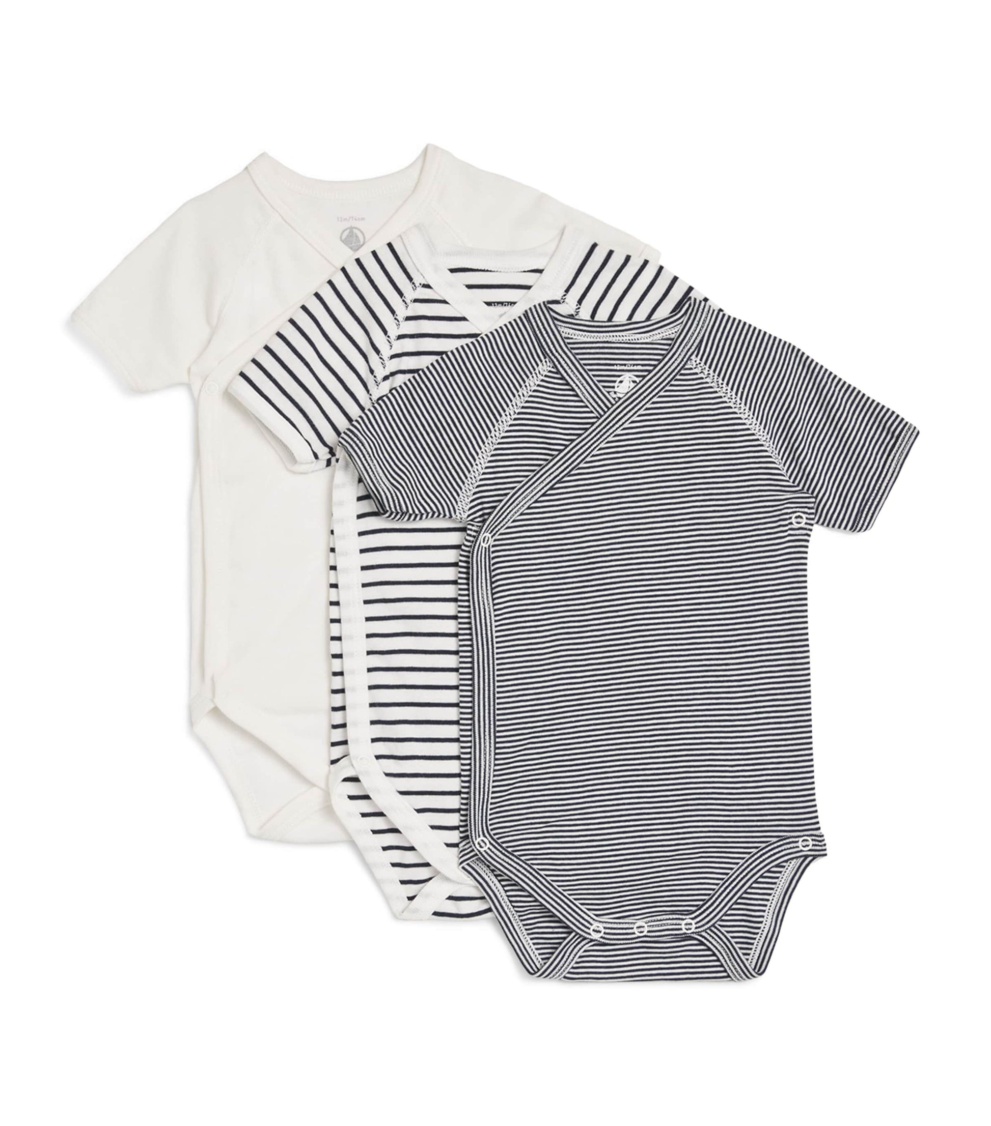 Petit Bateau Set of 3 Cotton Bodysuits (Newborn - 12 Months)