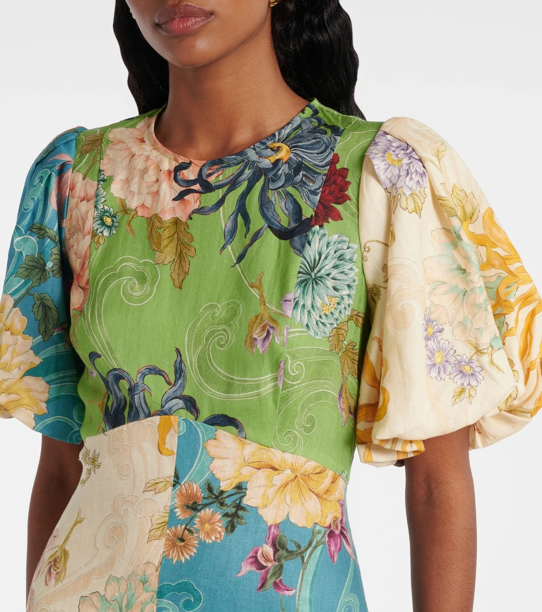 Alémais - Avery floral linen midi dress