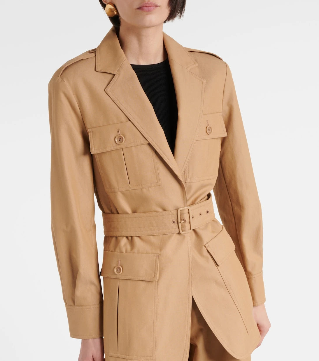 Max Mara - جاكيت باكو قماشي قطني بحزام