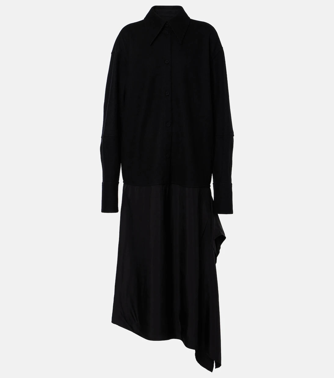 Jil Sander - فستان قميصي غير متماثل مزين بالصوف