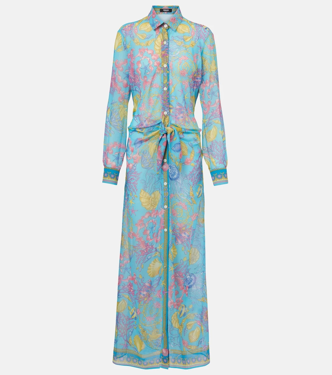 Versace - Printed semi-sheer shirt dress