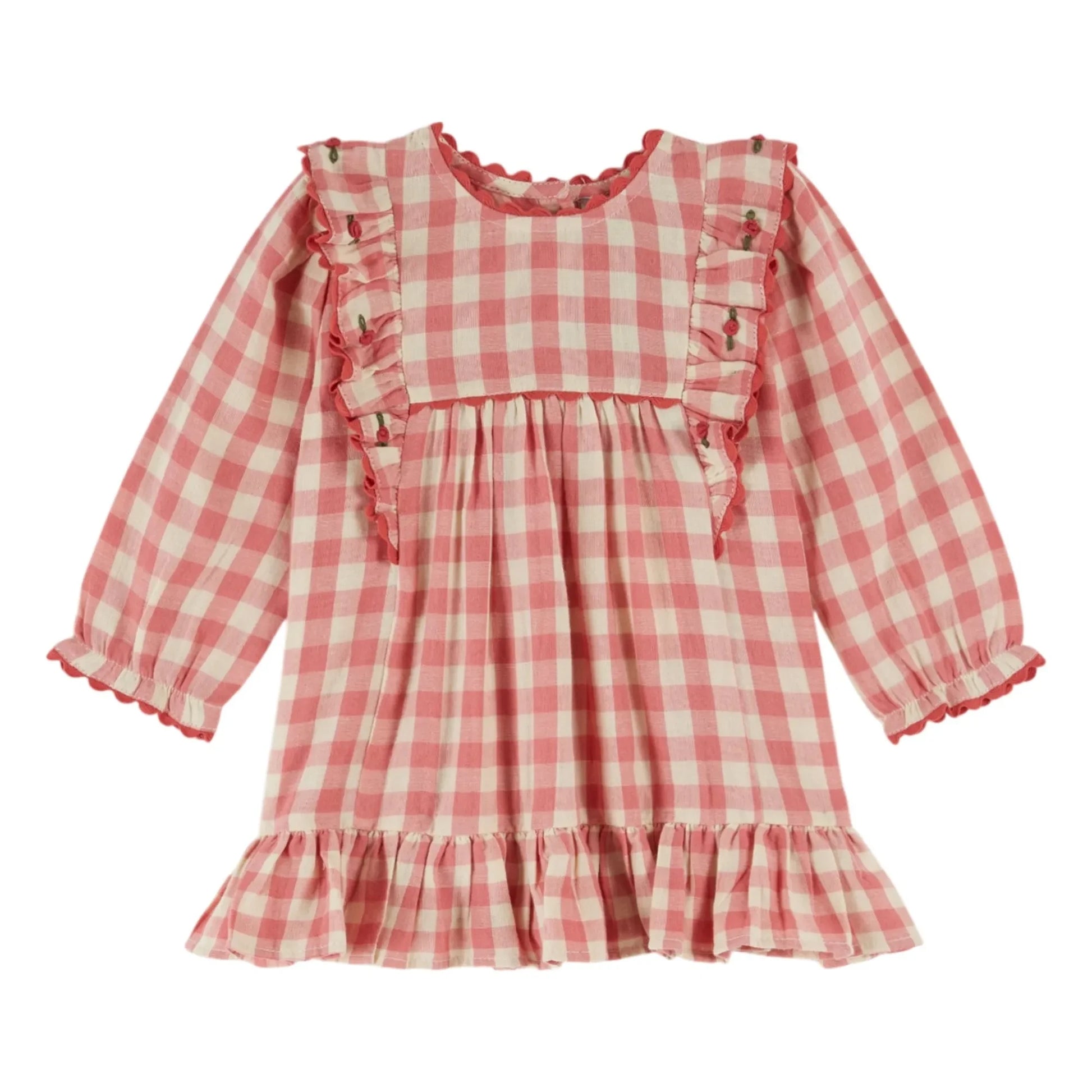 Emile et Ida - Gingham Ruffle Dress | Pink