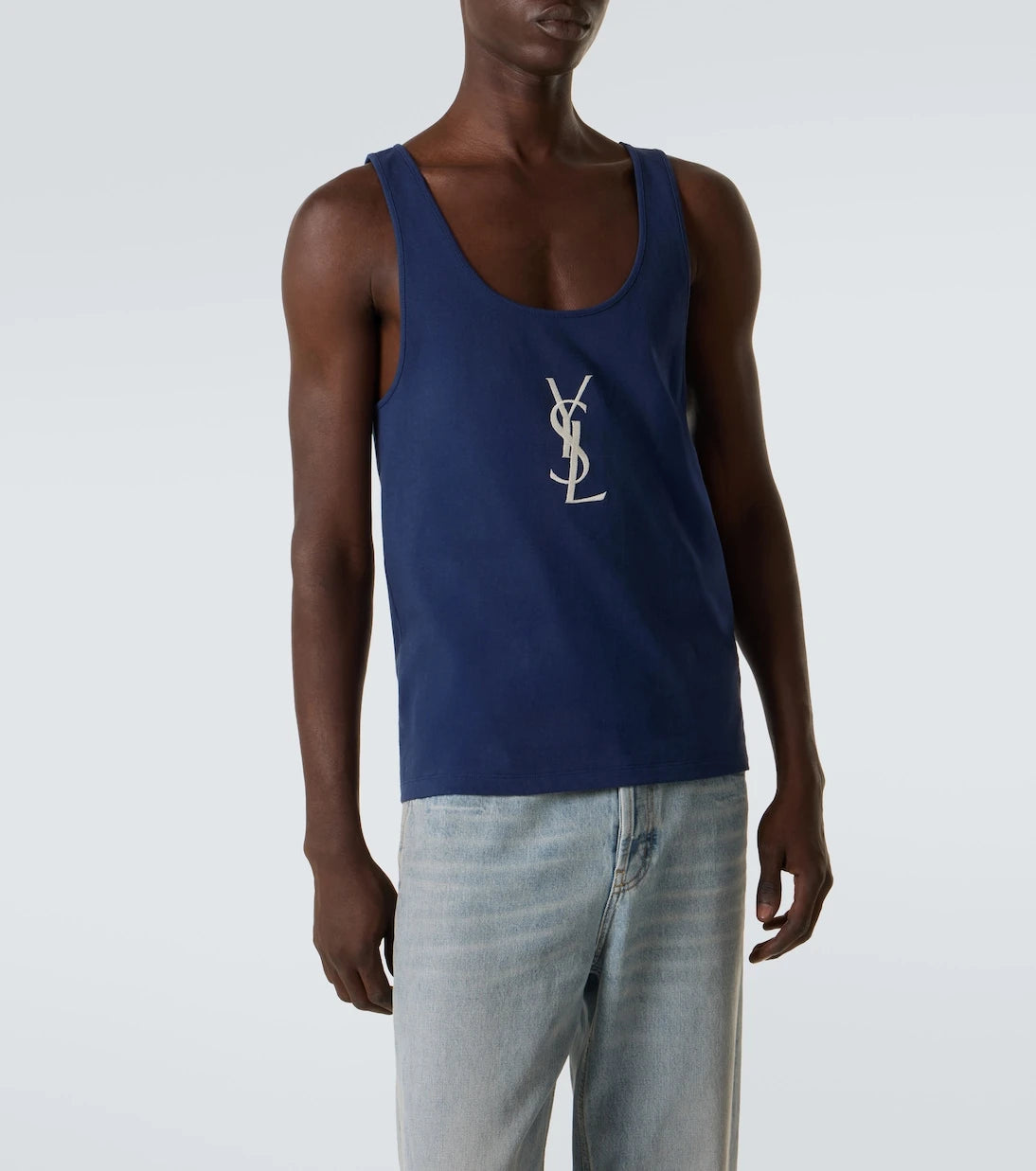 Saint Laurent - Cassandre embroidered cotton tank top