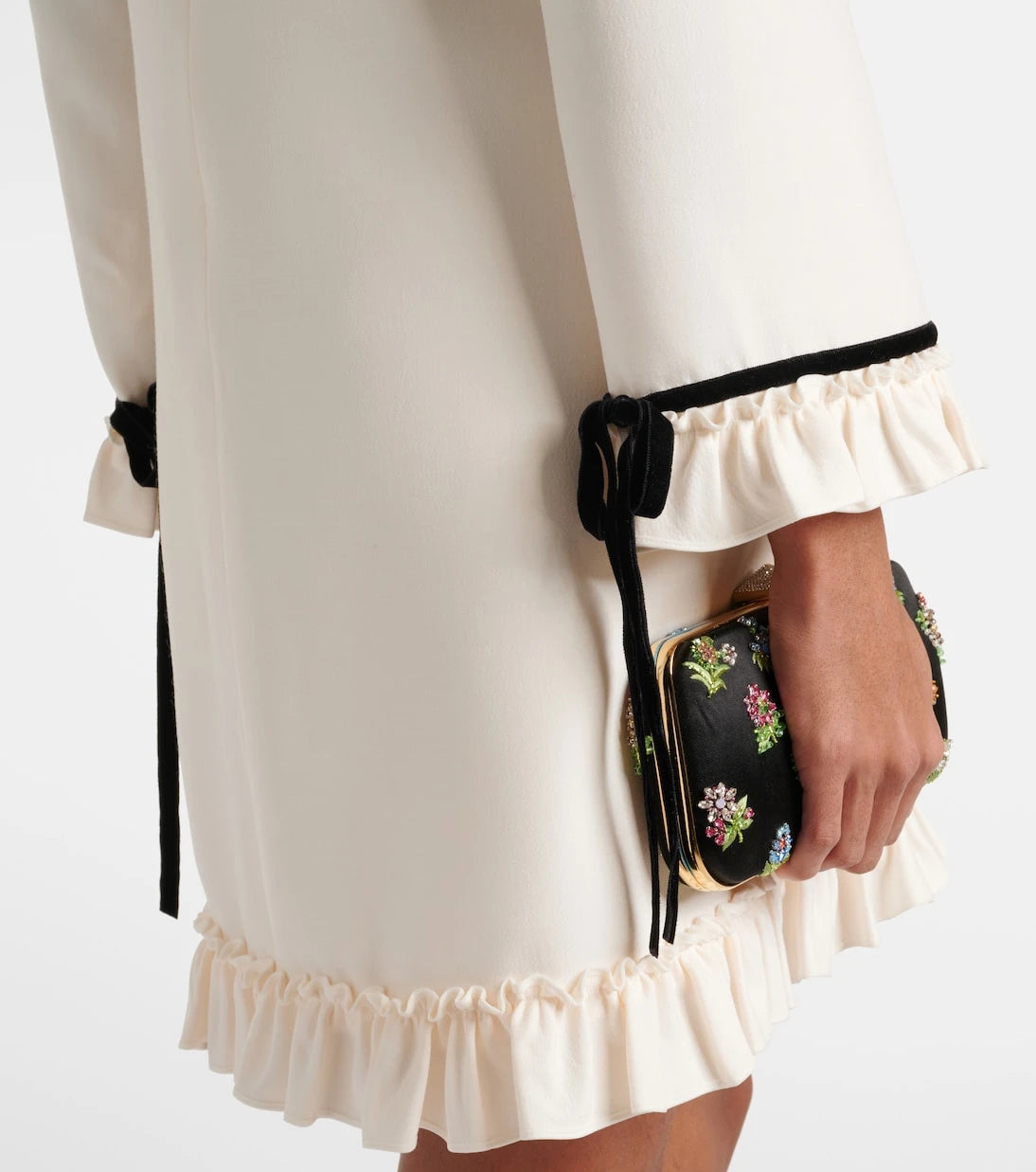 Valentino - Crepe Couture embroidered minidress