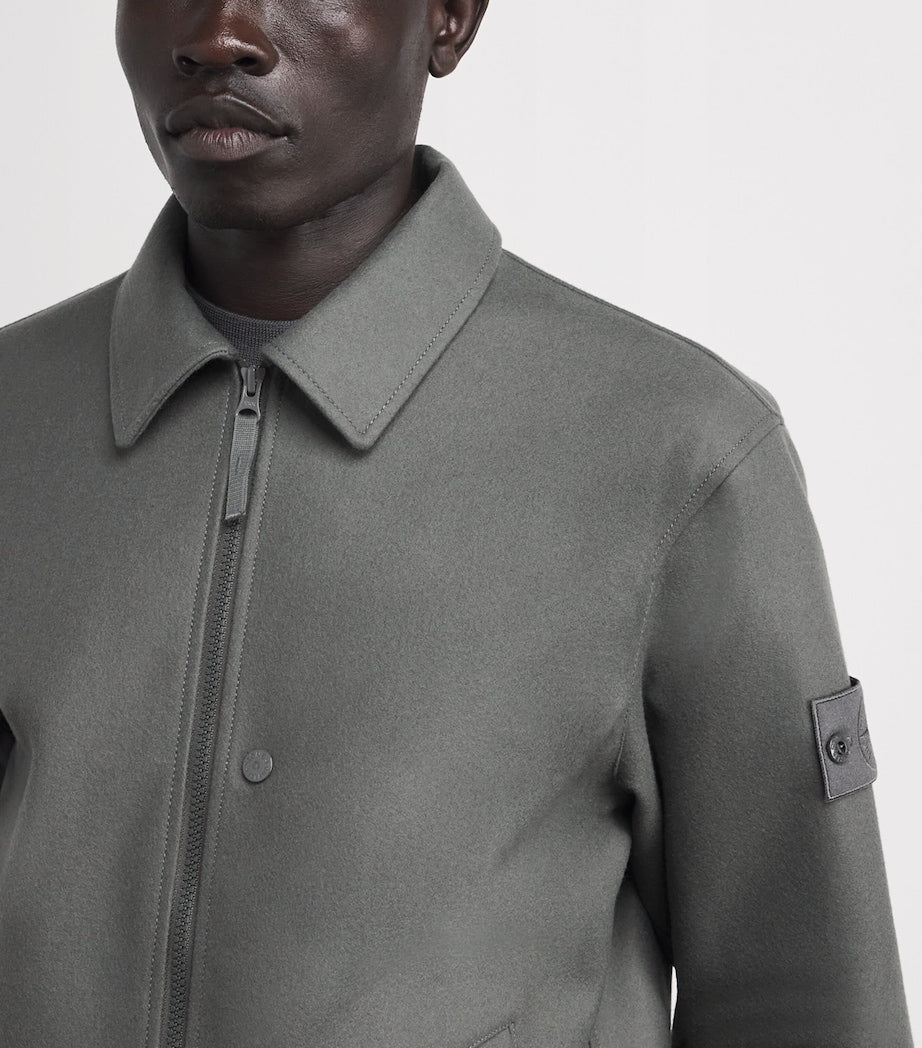 Stone Island Grey Wool-Blend Jacket