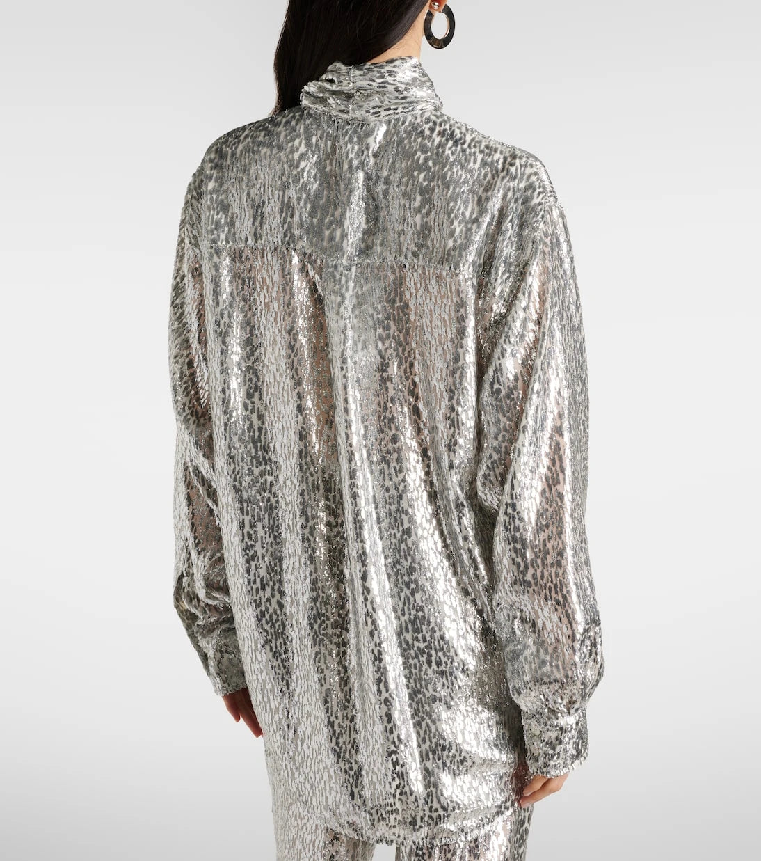 Stella McCartney - Leopard-print scarf-detail lamé shirt
