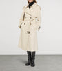 Burberry White Gabardine Fitzrovia Long Trench Coat