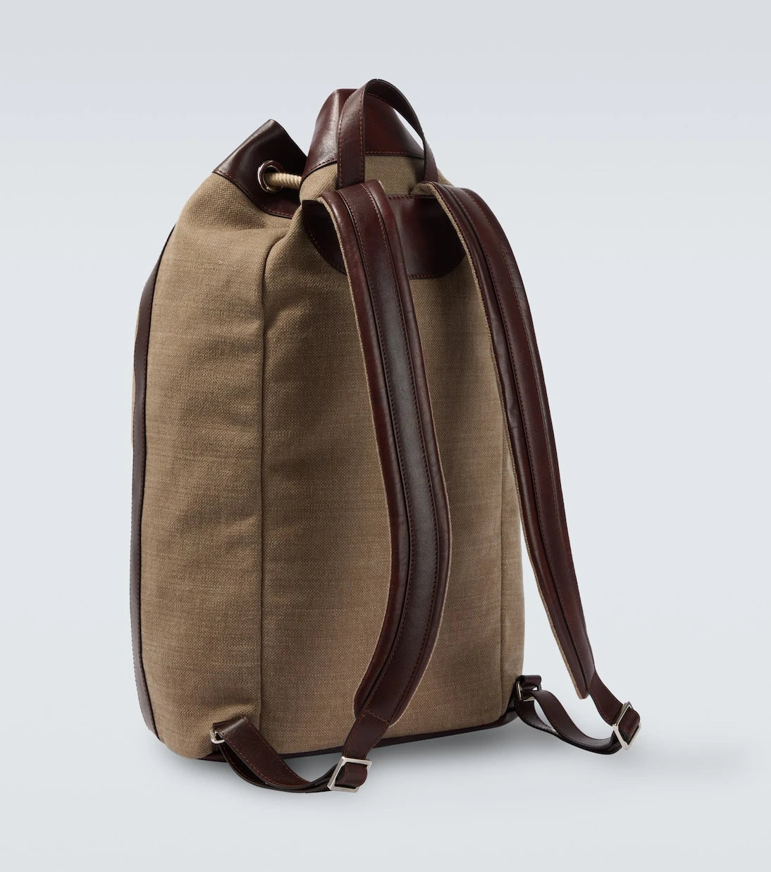 Brunello Cucinelli - Leather-trimmed canvas backpack