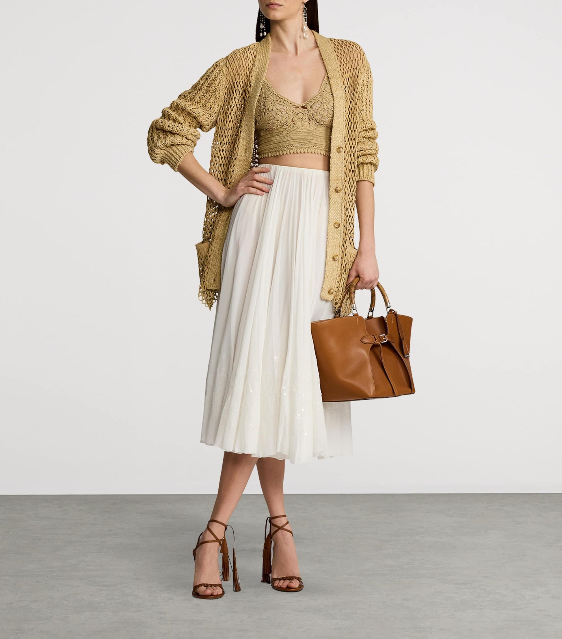 Cotton-Blend Trivelas Embellished Skirt