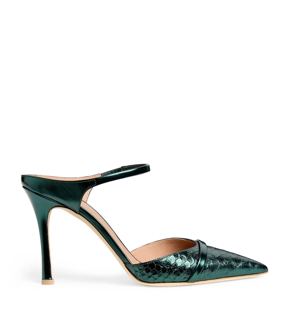 Malone Souliers Green Leather Crocodile-Effect Uma Pumps 90