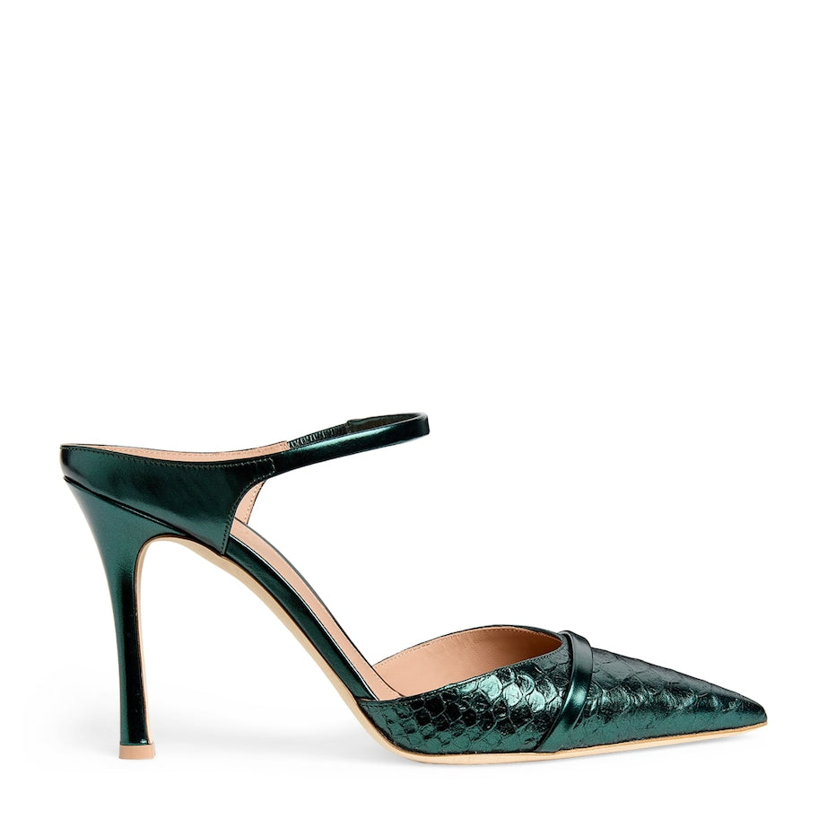 Malone Souliers Green Leather Crocodile-Effect Uma Pumps 90