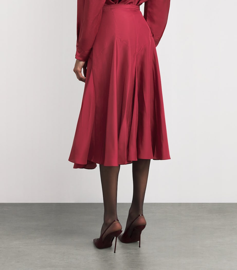 Silk Dorothy Midi Skirt BURGUNDY