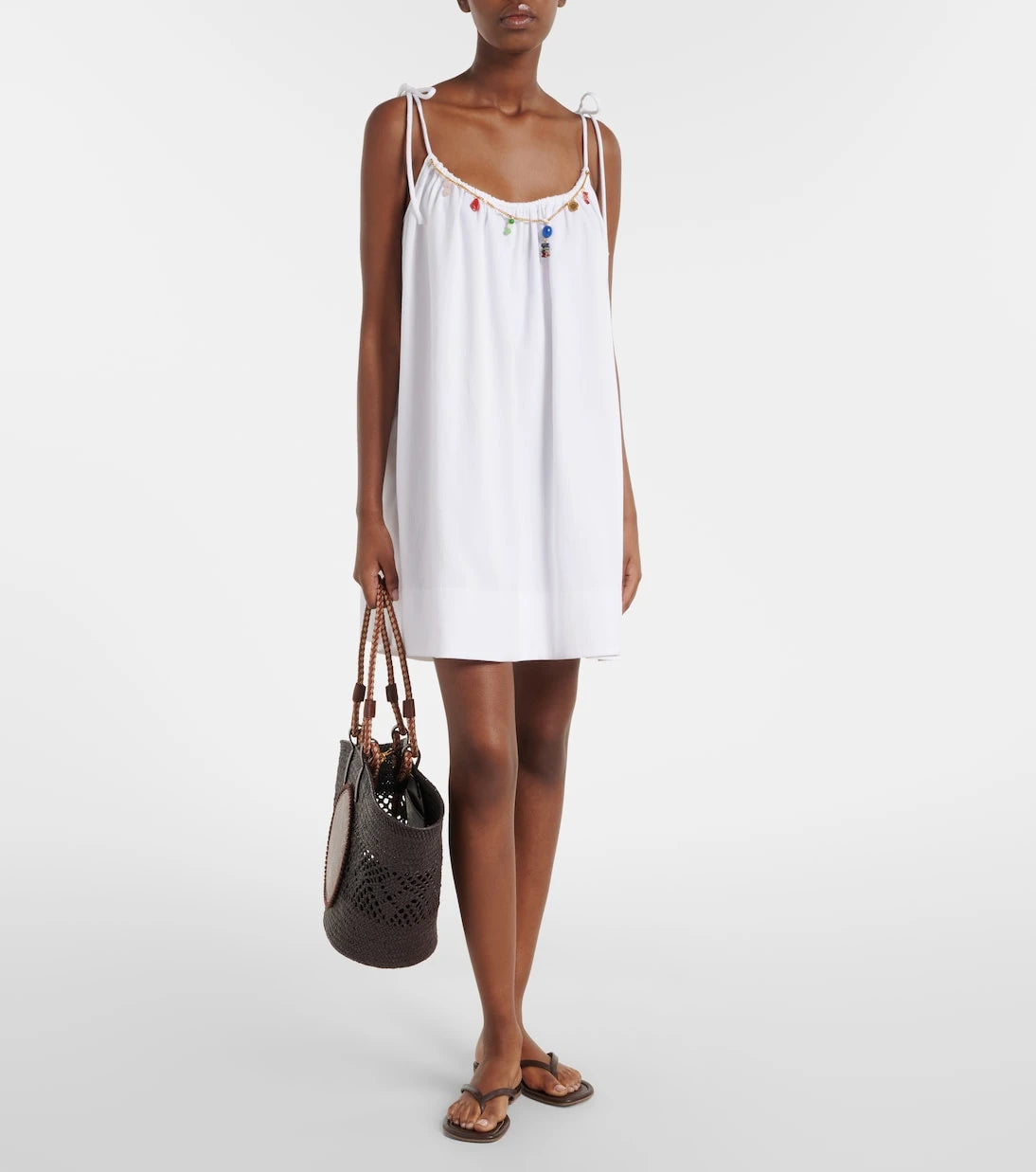 Stella McCartney - İşlemeli pamuk krep mini elbise