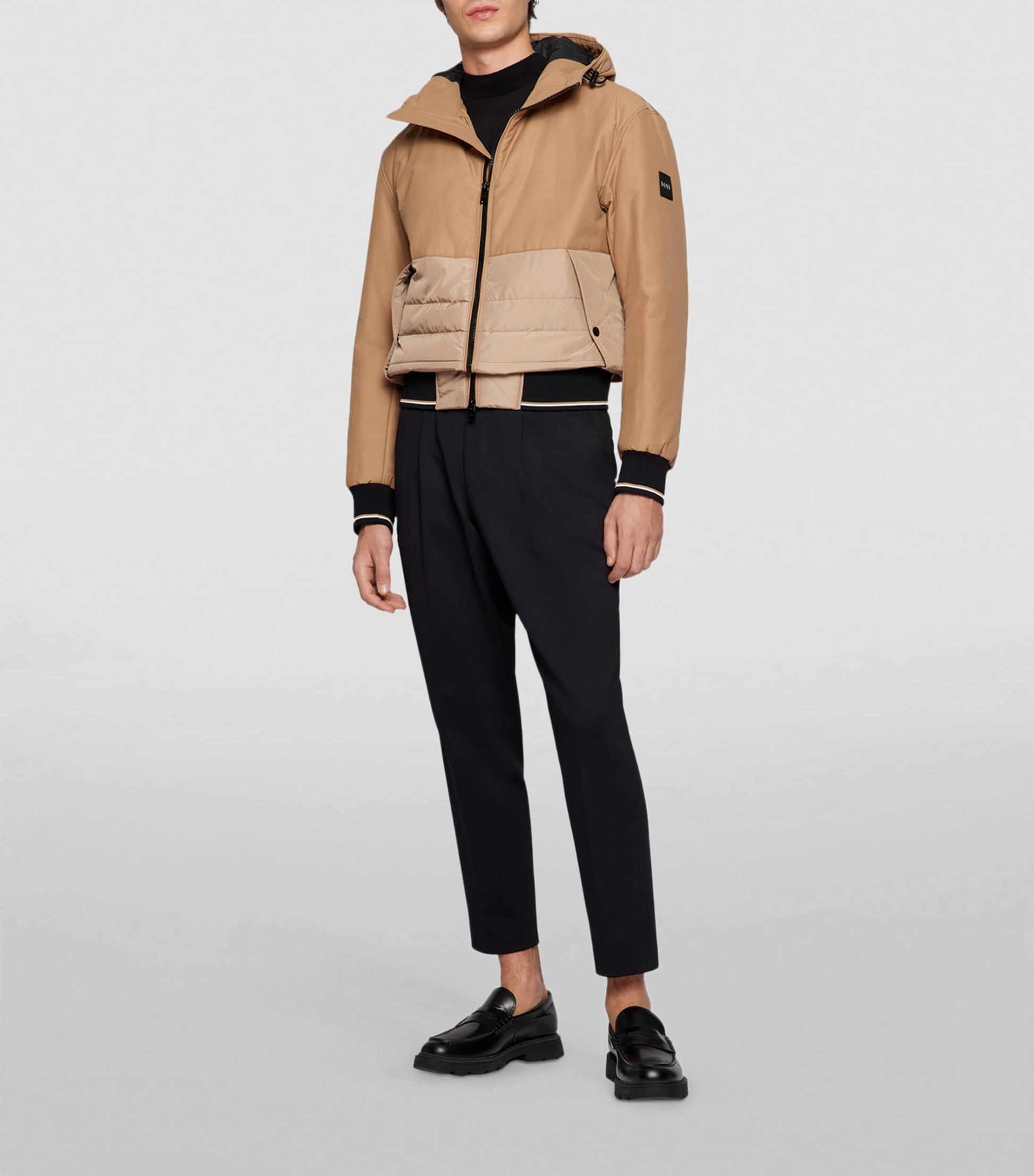 Beige Quilted Panel Jacket