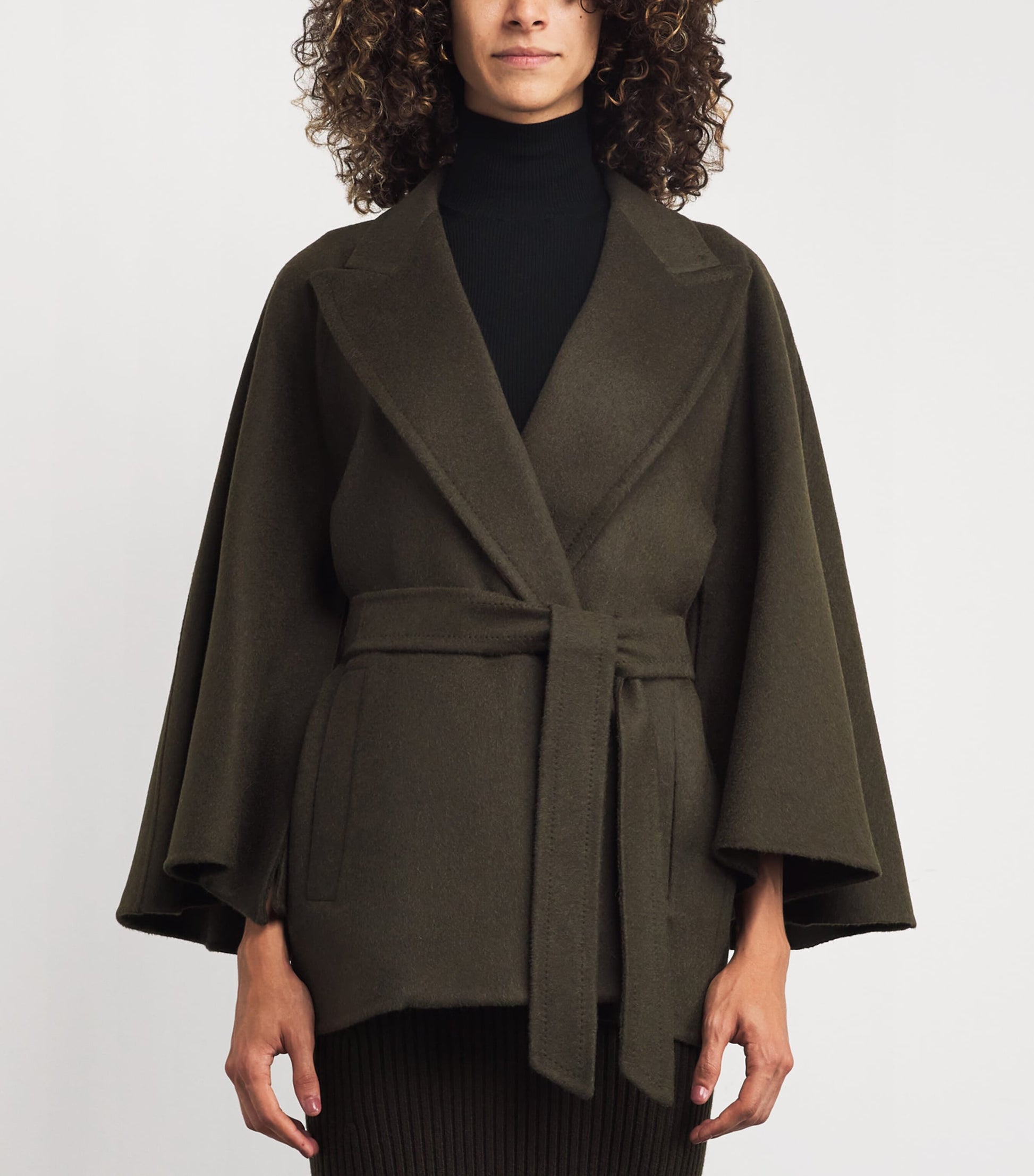 Green Camel-Wool Belted Coat