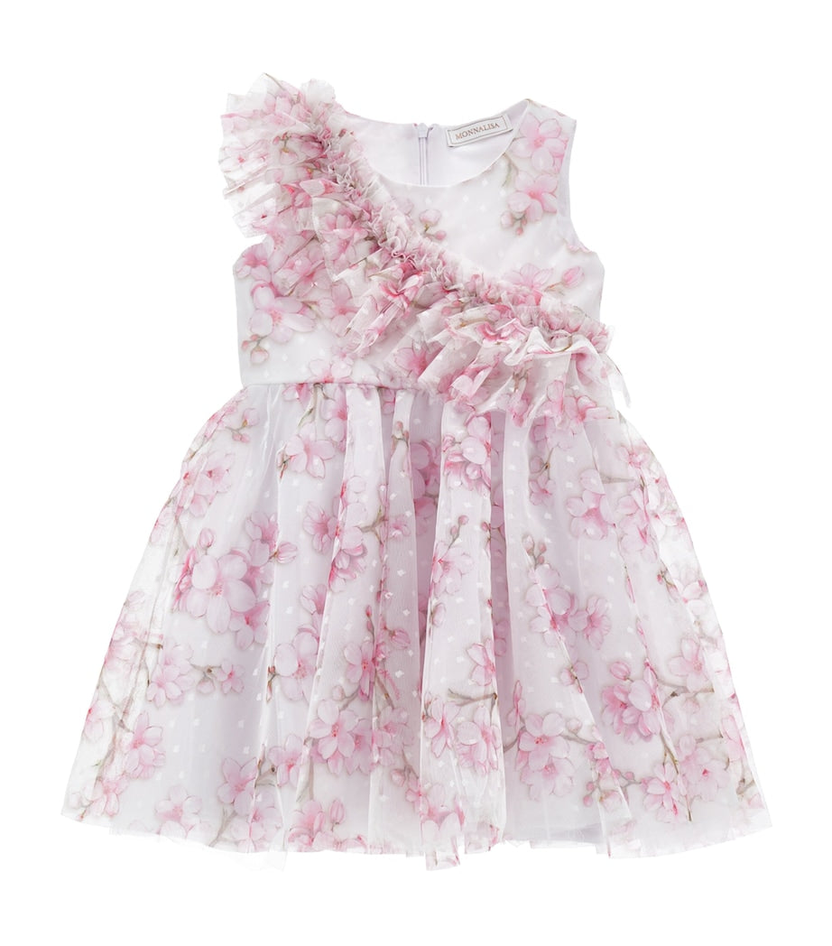 Monnalisa White Tulle Flower Dress (2-15 Years)