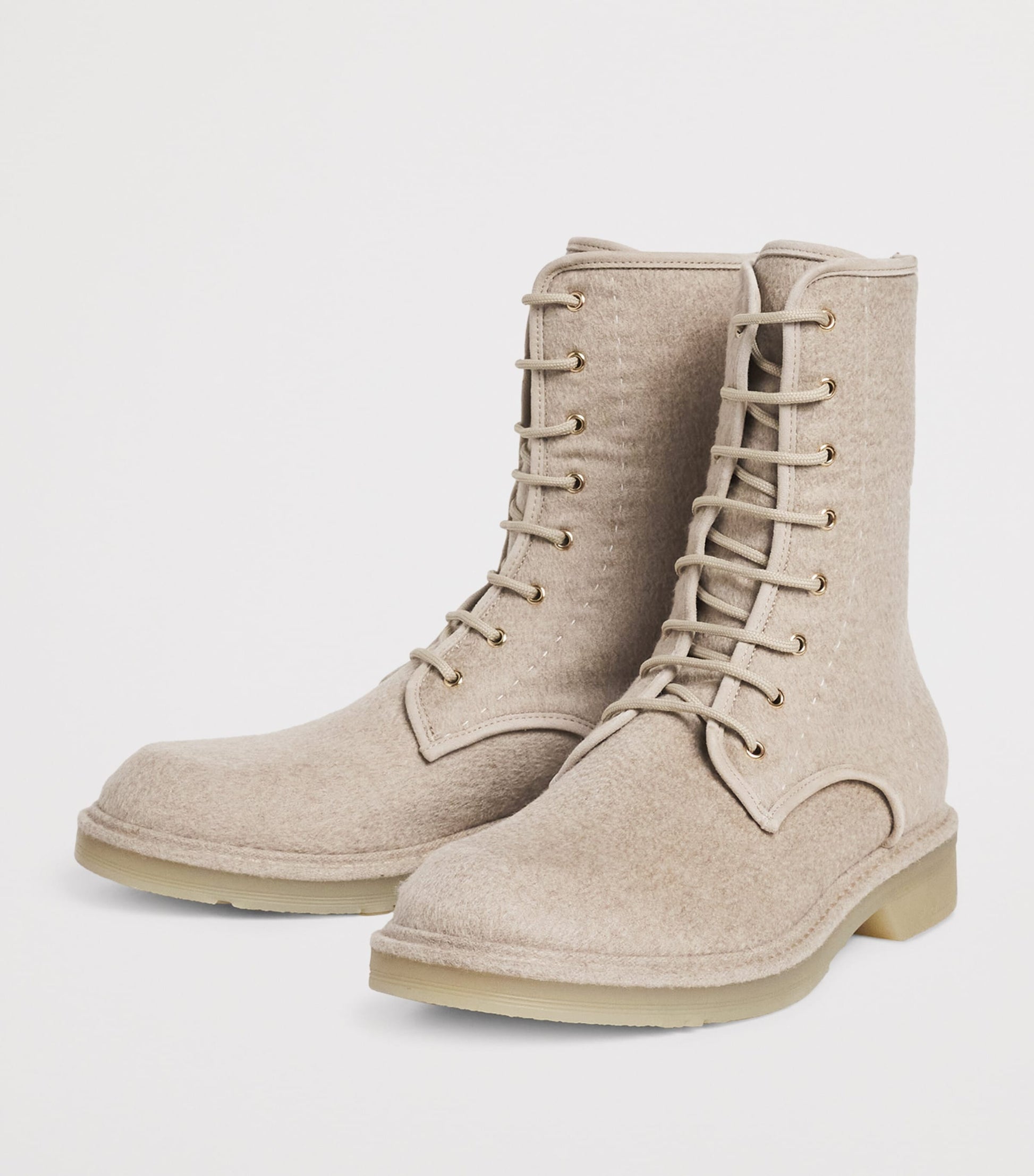 Beige Cashmere Ankle Boots