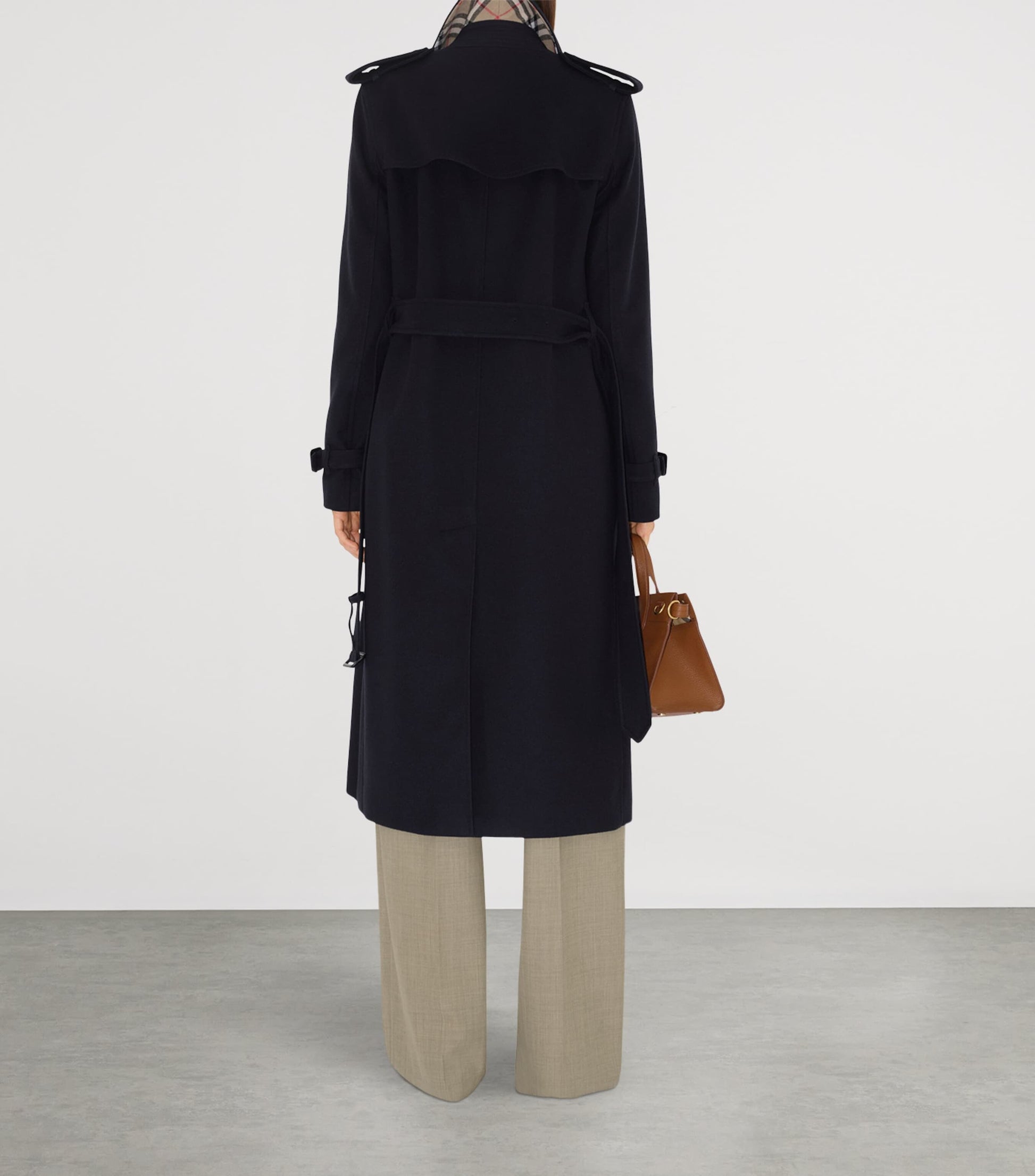 Burberry Navy Cashmere Long Kensington Heritage Trench Coat