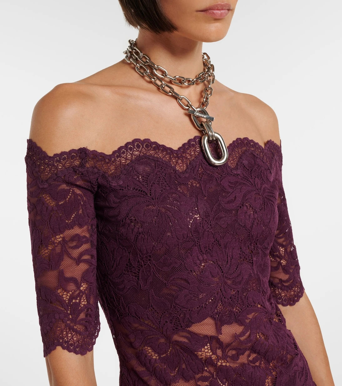 Rabanne - Off-shoulder lace top