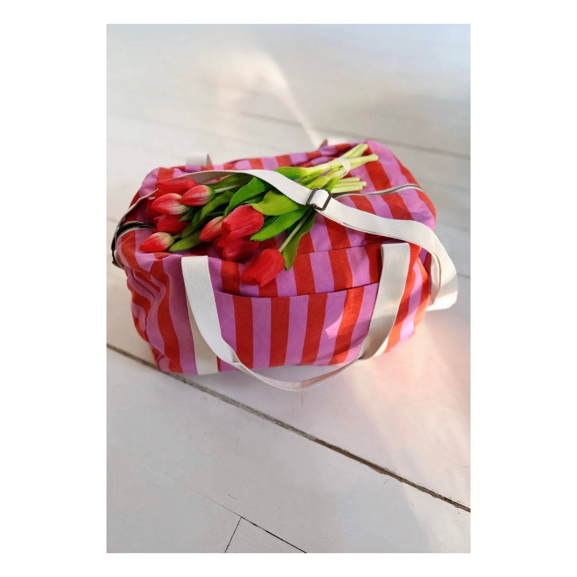 Rose in April - Raphaël striped diaper bag | Pink