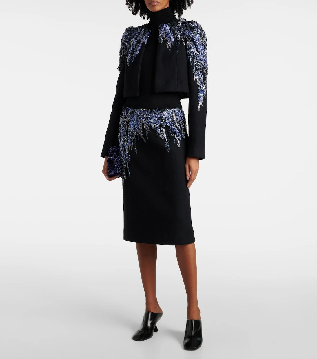 Dries Van Noten - Sequined wool-blend midi skirt