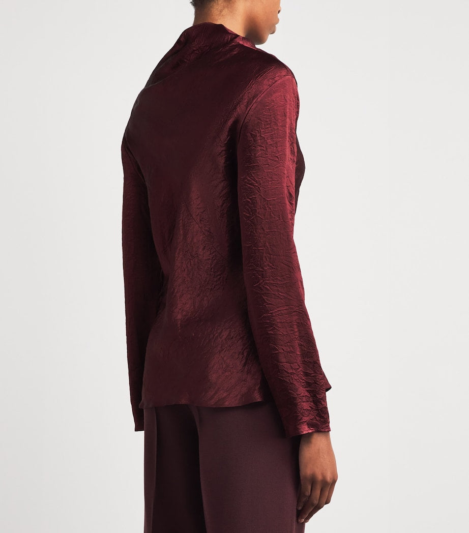 Burgundy Satin Draped Luster T-Shirt