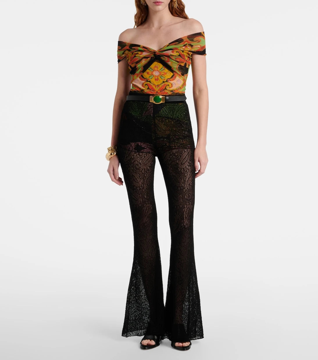 Etro - Printed off-shoulder bodysuit