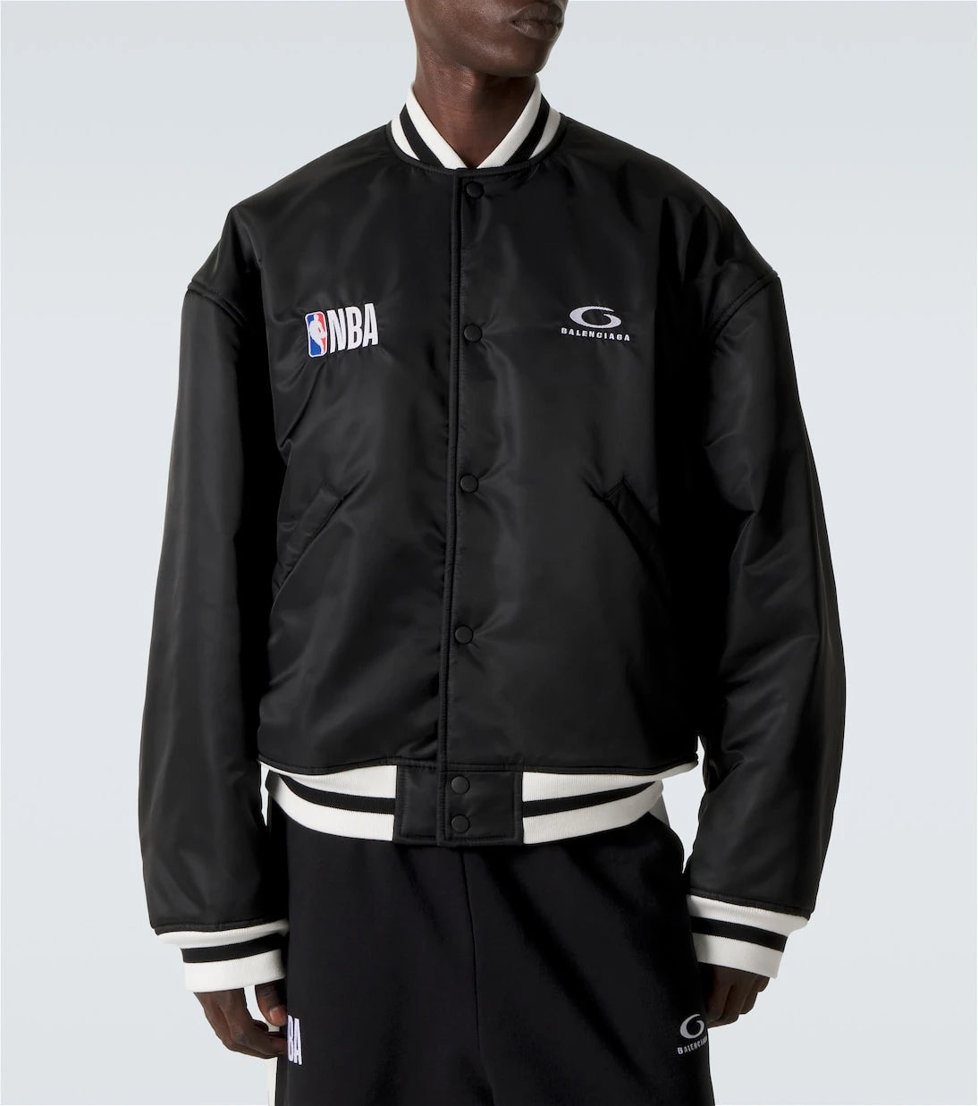 Balenciaga - x NBA logolu saten bomber ceket