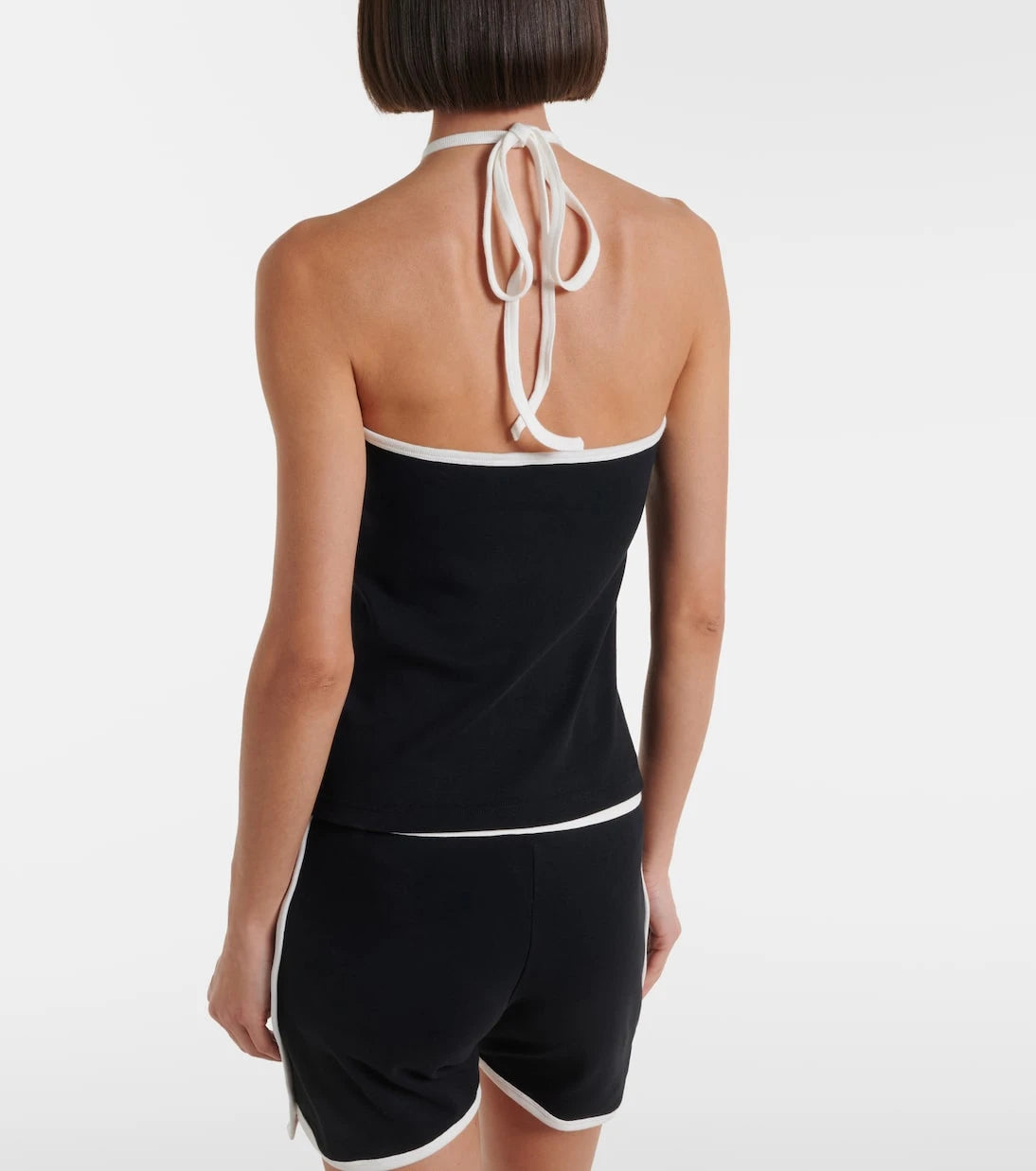 Courrèges - Logo tie-back cotton halterneck top