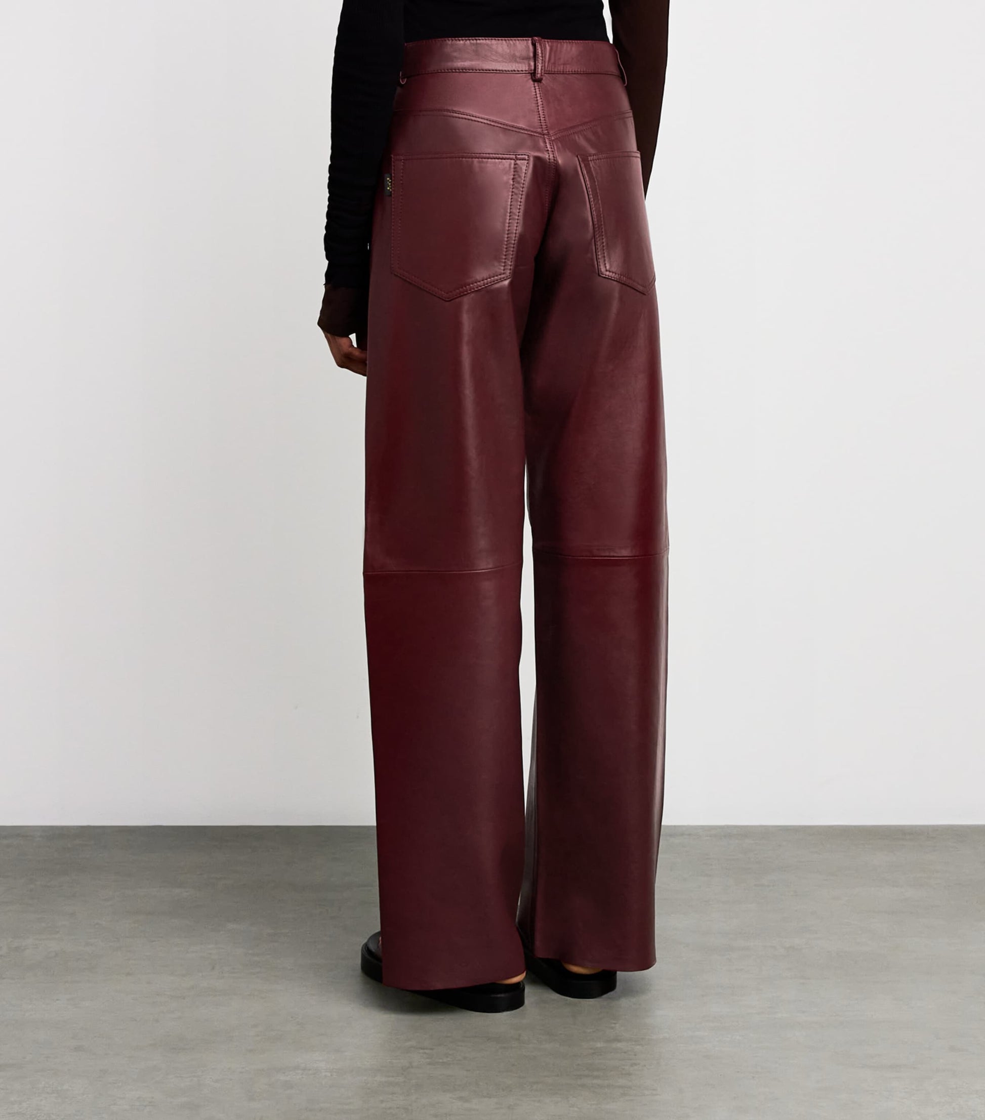 Leather Bonnie Straight Trousers CHERRY