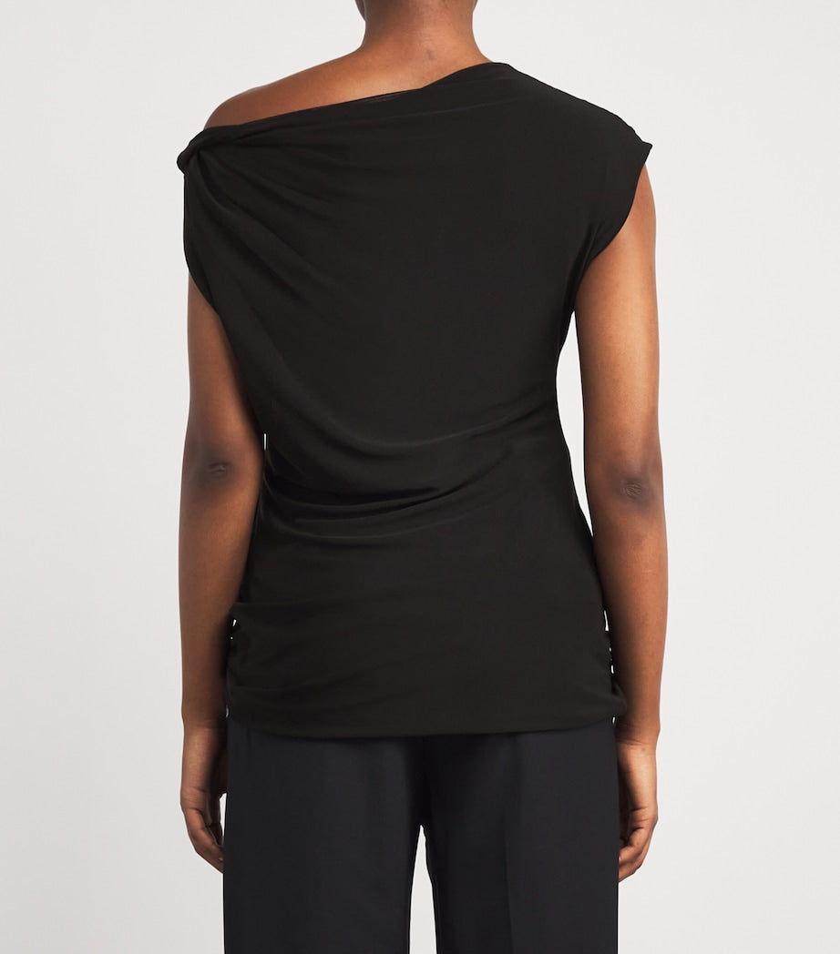 Asymmetric Draped Ando Top DBLK BLACK