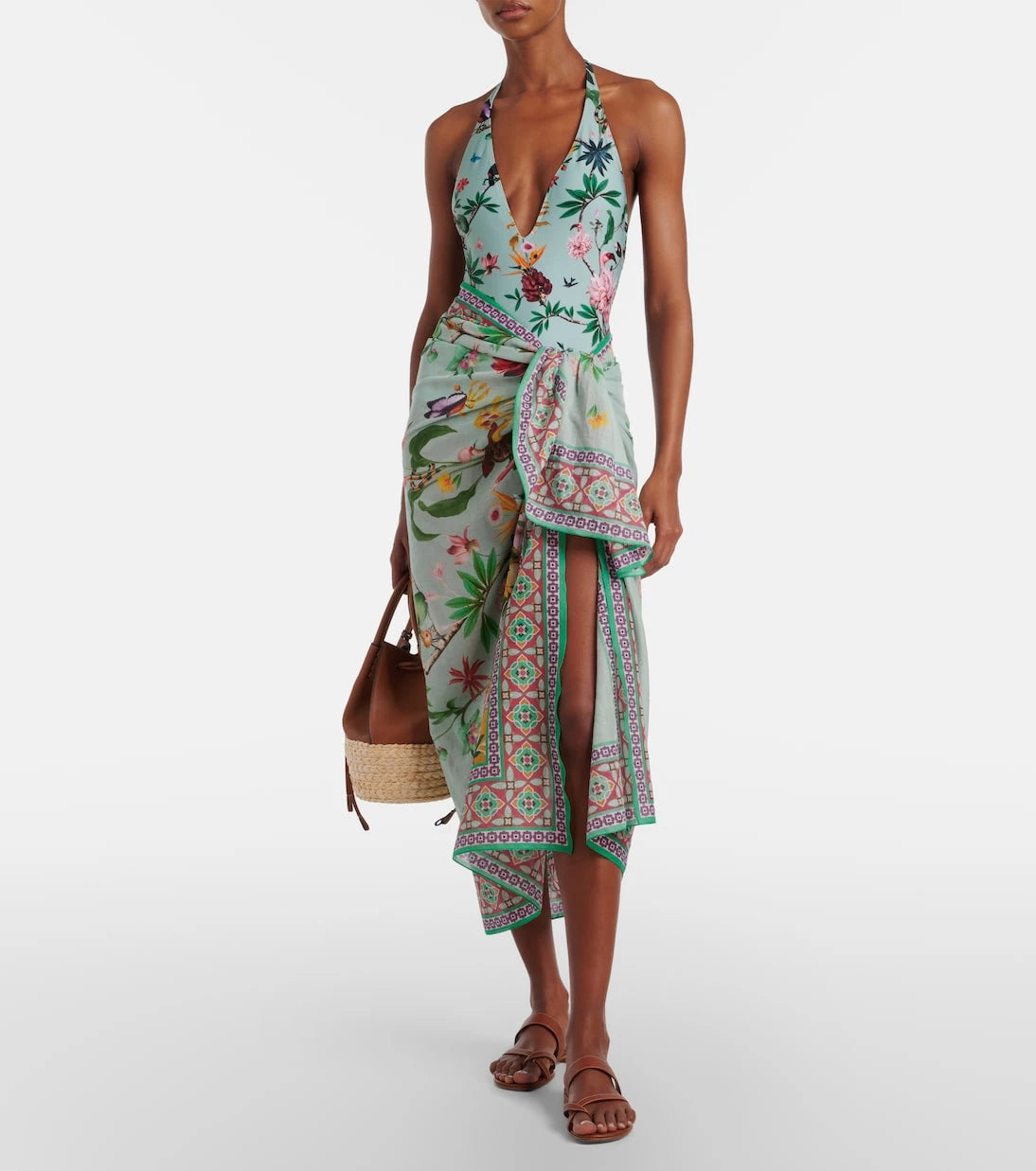La DoubleJ - Floral cotton voile beach cover-up