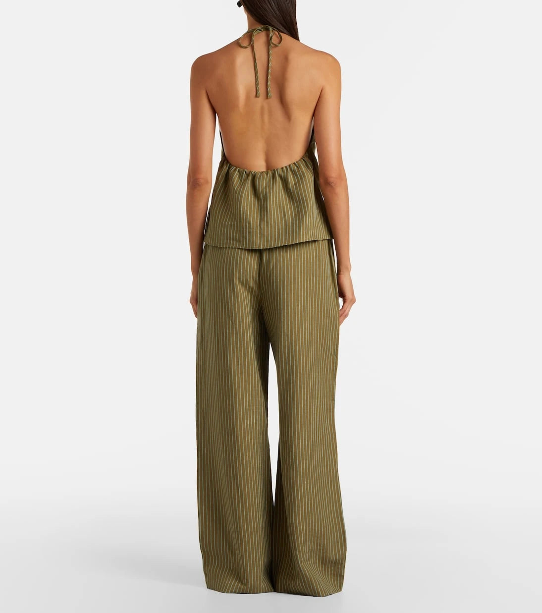 Staud - Mateo pinstripe linen wide-leg pants
