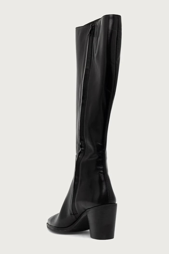 Diz altı kadın deri çizmeler Black calf 80