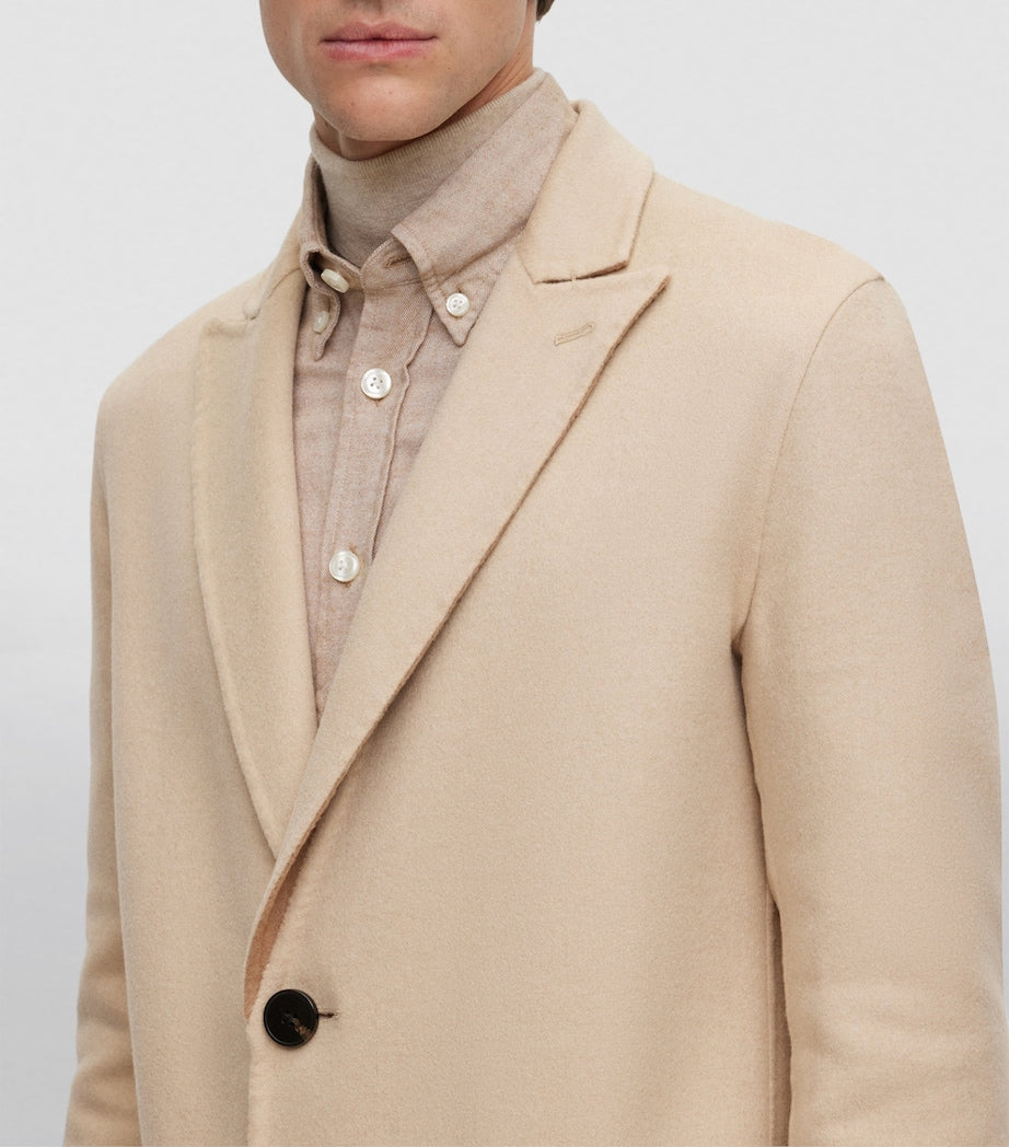 BOSS Beige Camel Hair Overcoat