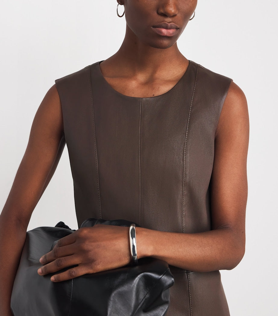 Joseph Brown Leather Heidi Midi Dress