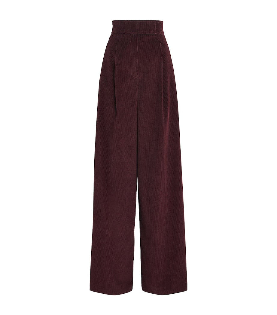 Red Corduroy Wide-Leg Trousers