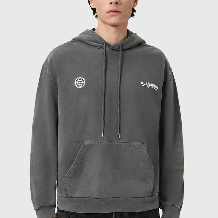 AllSaints Kapüşonlu Erkek Pamuklu EMBLEM Sweatshirt