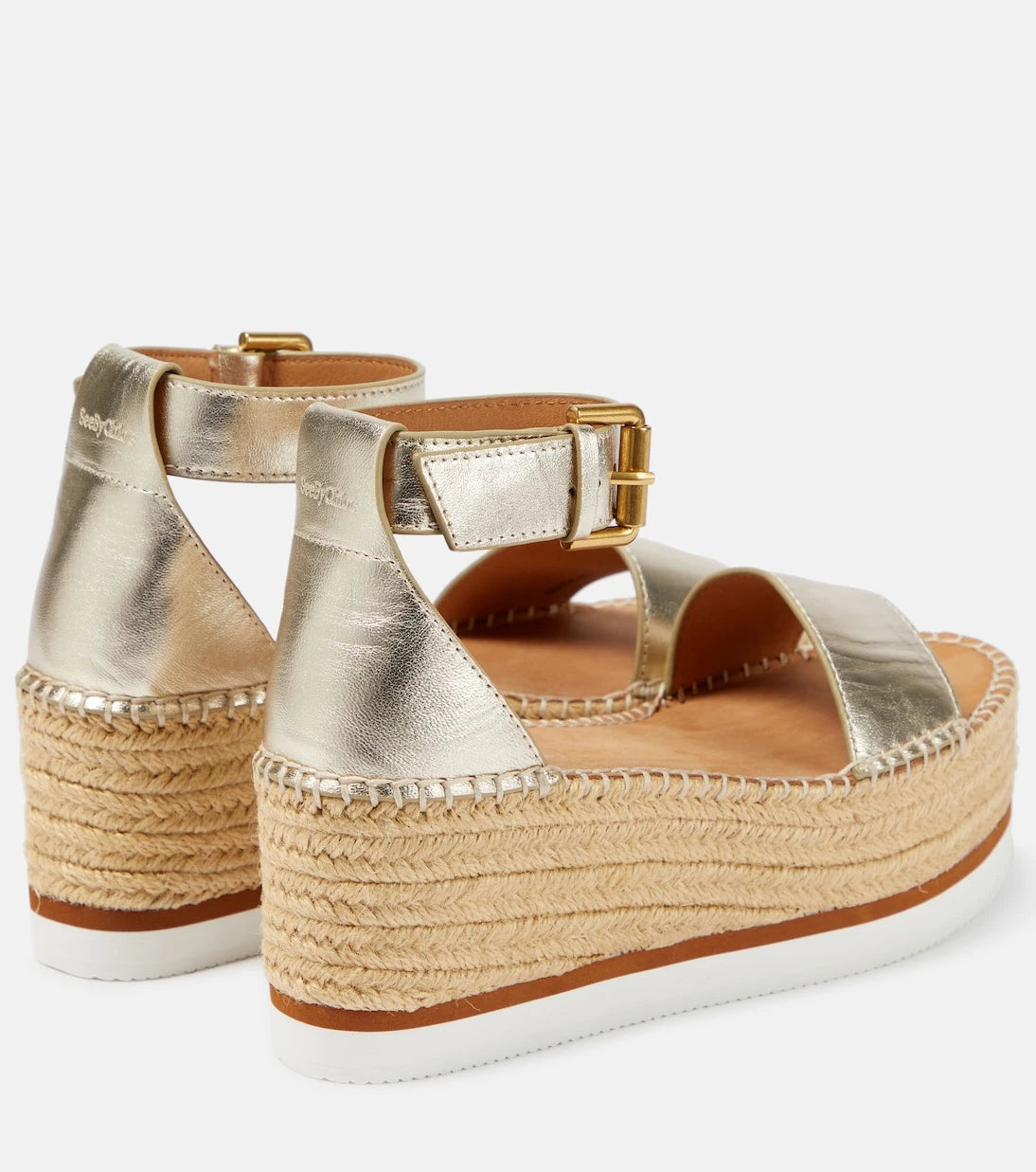 See By Chloé - صنادل غلين إسبادريل بكعب منصة من الجلد