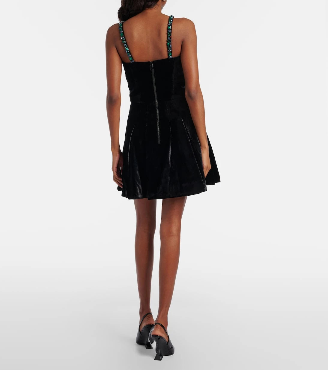 Balmain - Embellished velvet minidress