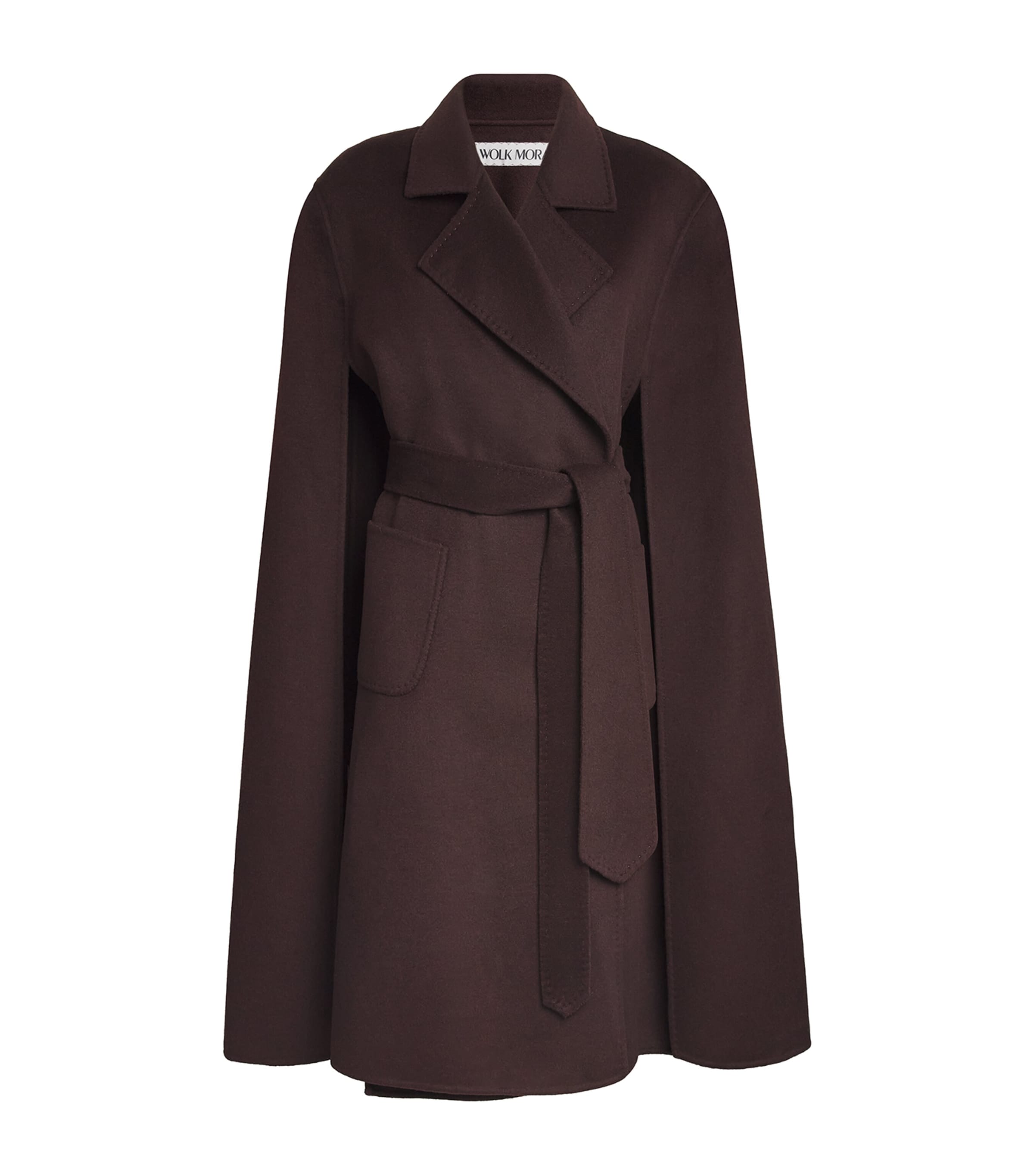 Wolk Morais Brown Cashmere On Set Cape Coat