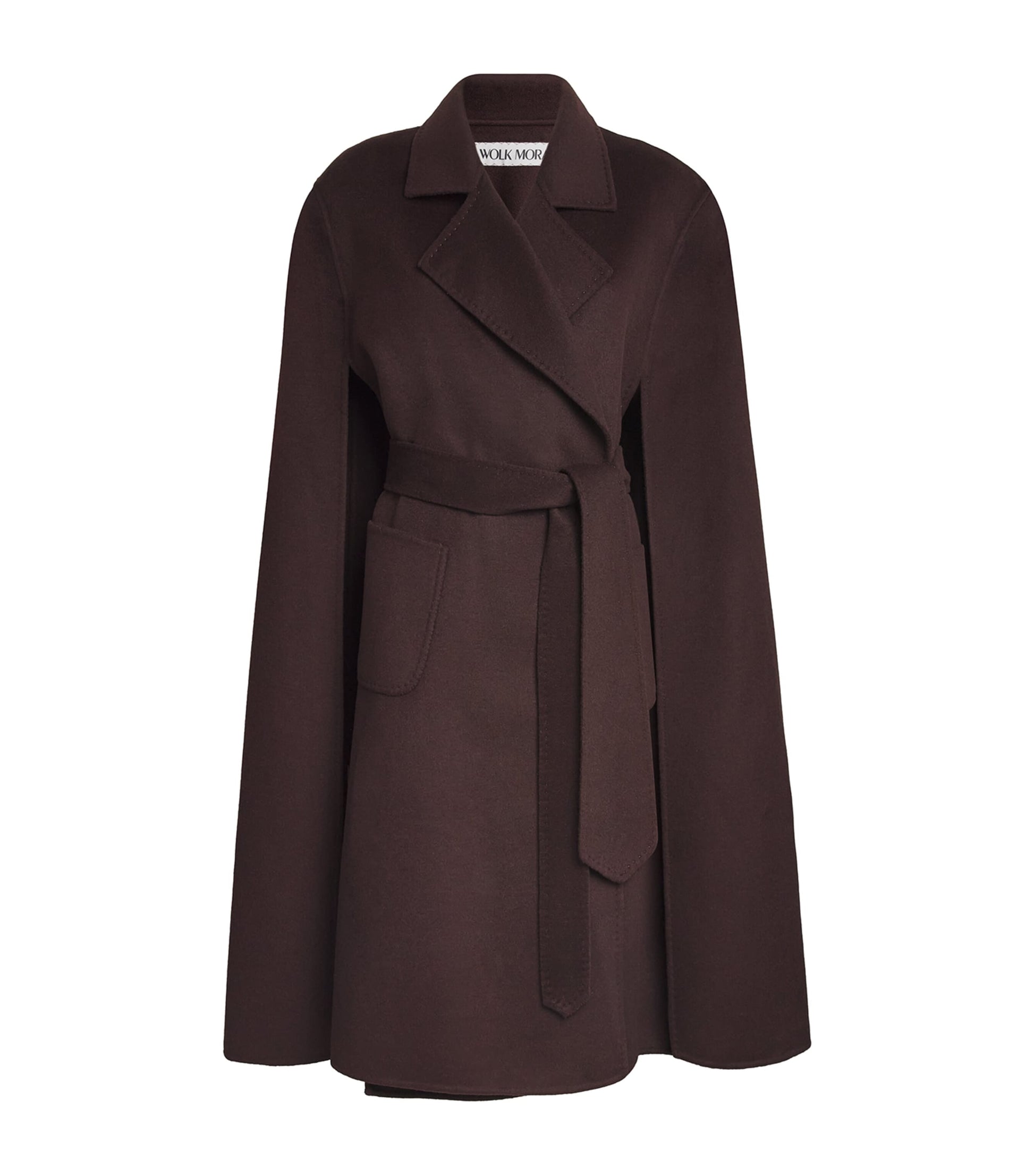 Wolk Morais Brown Cashmere On Set Cape Coat