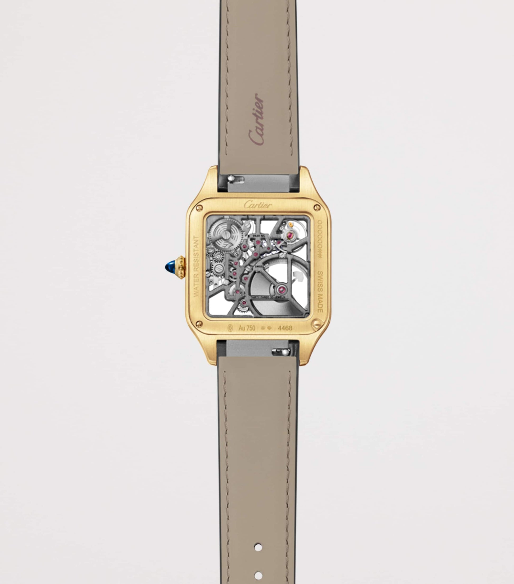 Large Yellow Gold Santos-Dumont Skeleton Watch 43.5mm