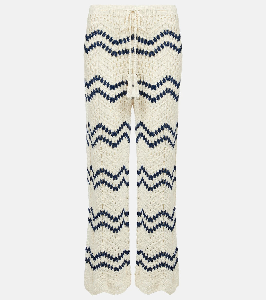 Anna Kosturova - Nautical crochet cotton wide-leg pants