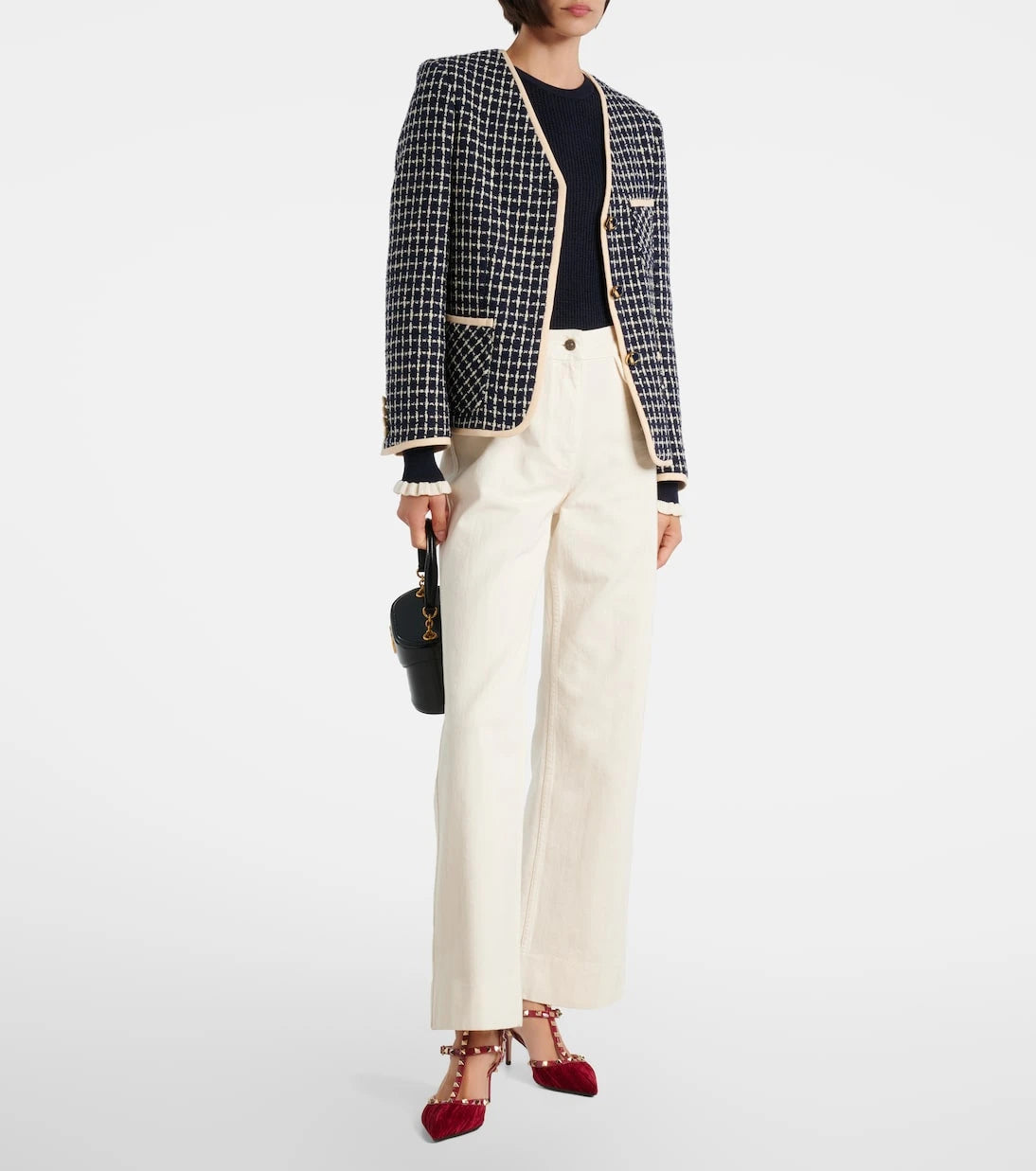 Valentino Garavani - Rockstud 65 velvet and leather pumps