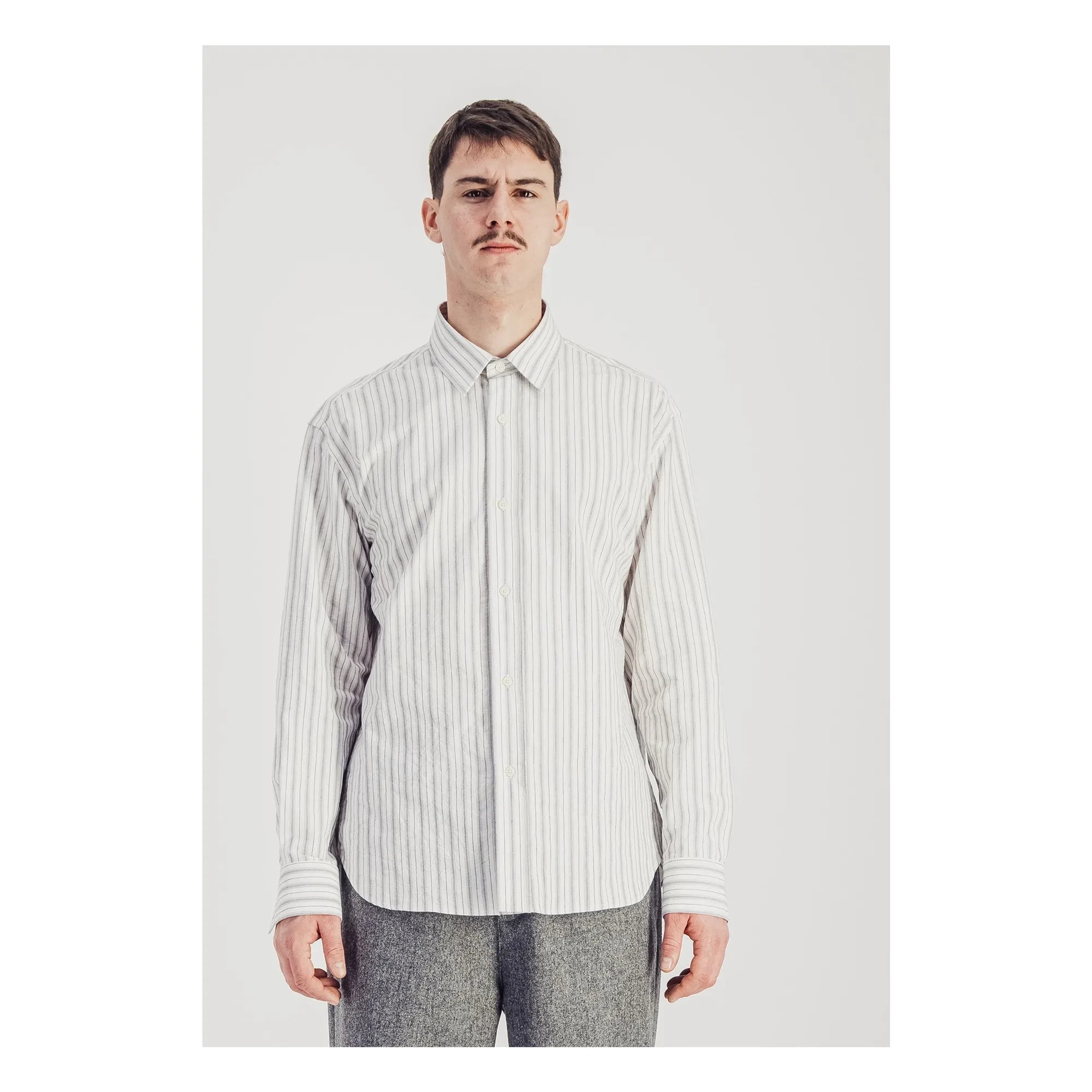 Parages - Striped Daily Shirt Cotton Poplin | Grey
