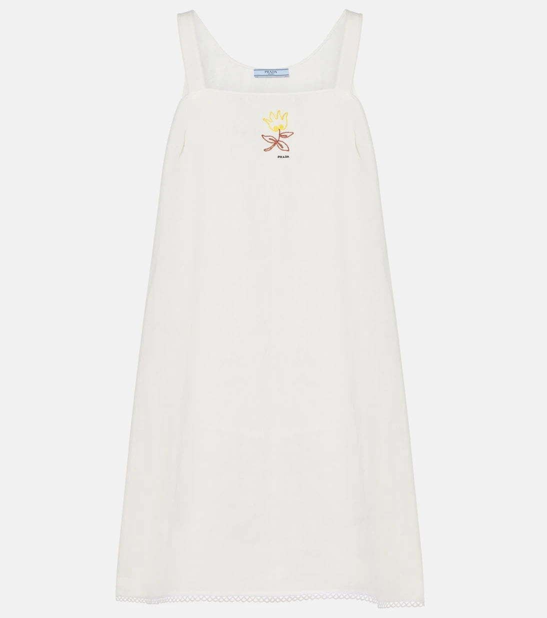Prada - Embroidered linen minidress