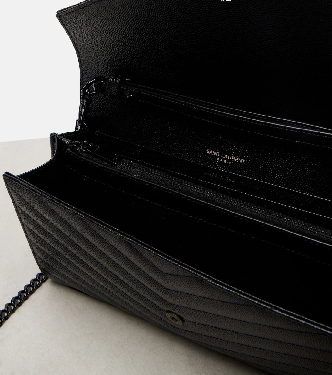 Saint Laurent - Cassandre matelassé leather wallet on chain